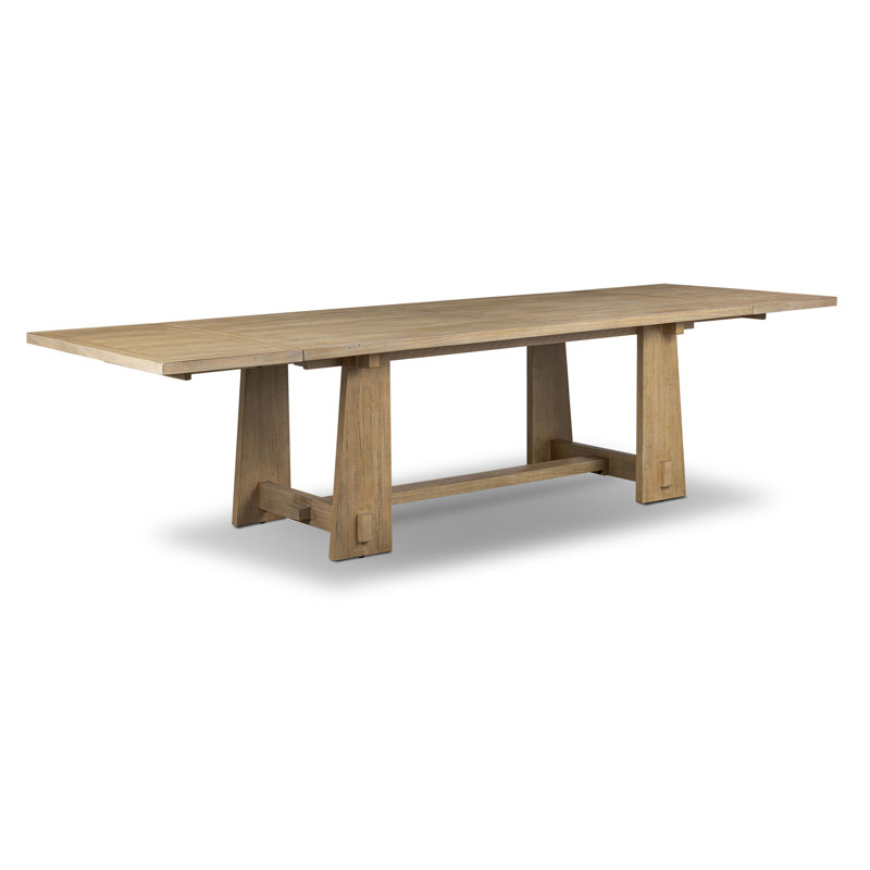 Combe Solid Pine Wood Extension Dining Table (82.5" - 122"), Tan