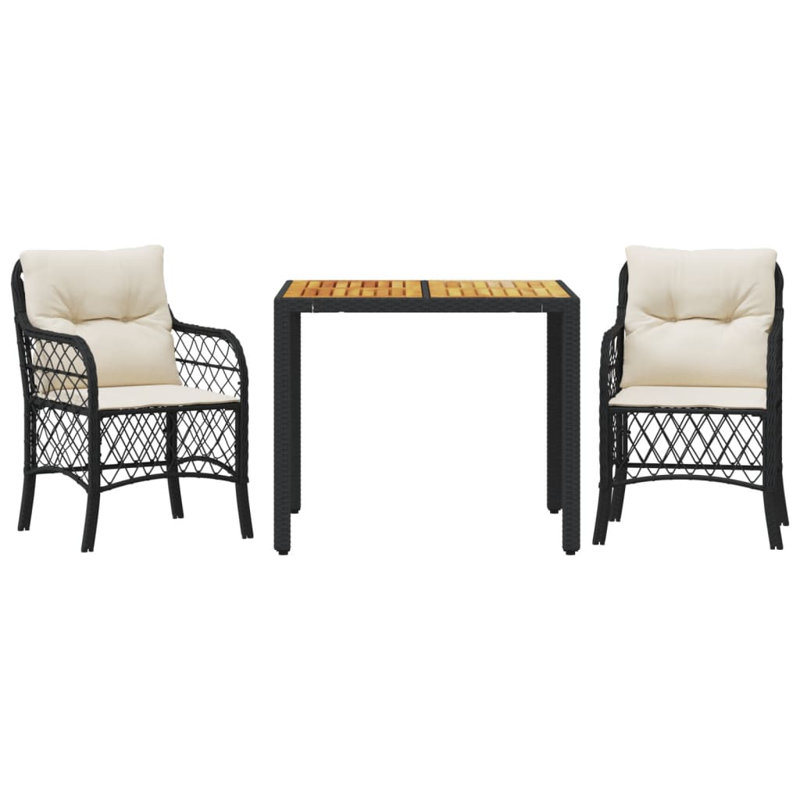  Bistro Set Black, Cream White