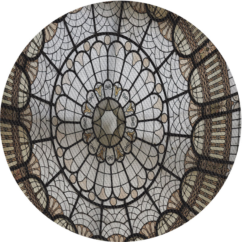 Tapis gris / brun Power Loom, Rond 8 pi