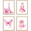 «France Eiffel Tower Butterfly Ballerina Perfume», impression encadrée sur papier 4 pièces-97782772-97782773