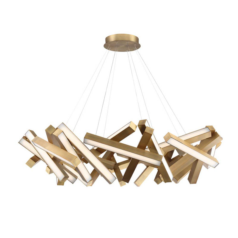 Luminaire suspendu unique à DEL 31 lumières Chaos, Laiton vieilli