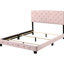 Lit double rose avec une touche transitionnelle, un revêtement et un noyau en mousse pour un design rose durable