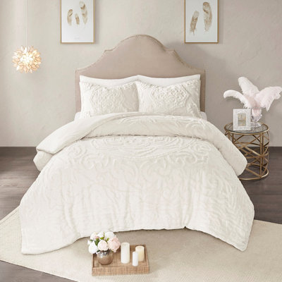 Édredon en coton chenille Medallion 3 pour très grand / très grand lit avec énigme