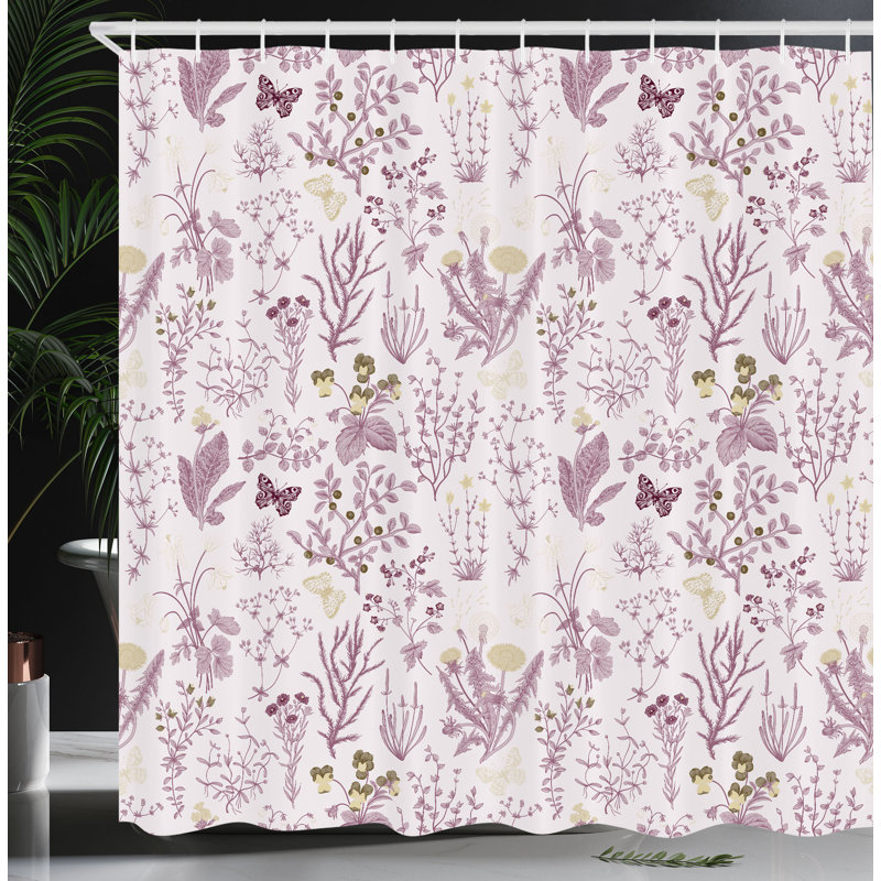 Rideau de douche simple et crochets Mixed, H 69 po x l 70 po, Mauve clair