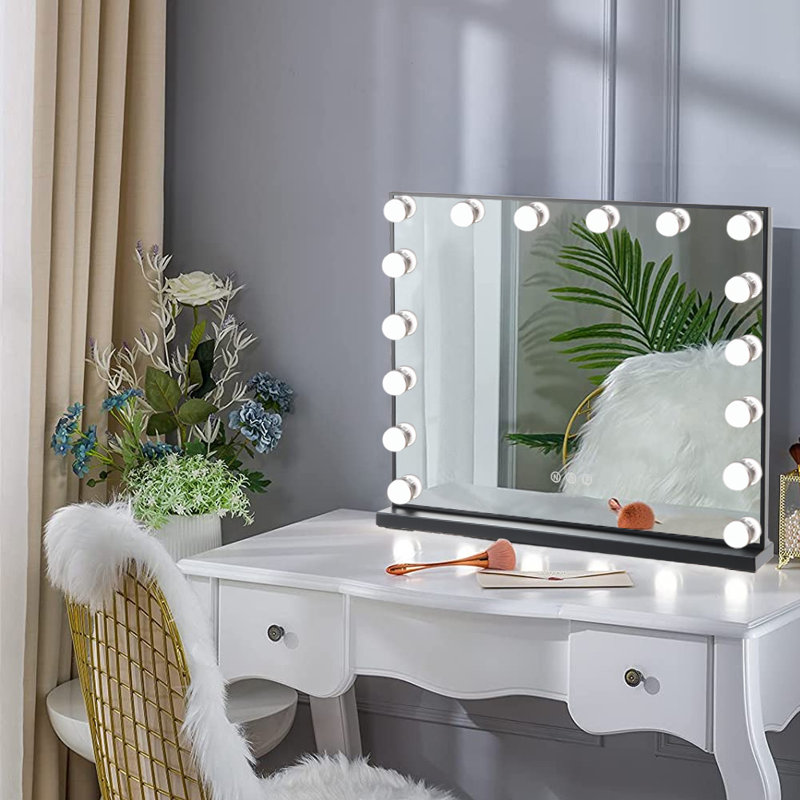 Lizbeth 16-Light Metal Rectangle Dressing Mirror