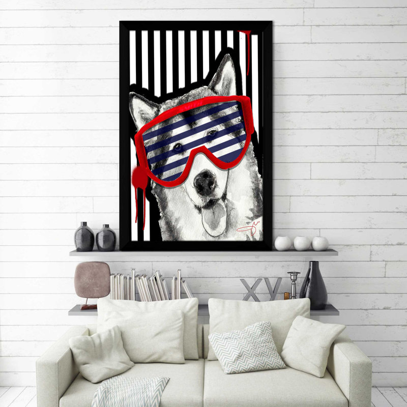 Husky (vertical) par By Jodi - impression, H 49,5 po x l 33,5 po x P 1 po, Cadre noir