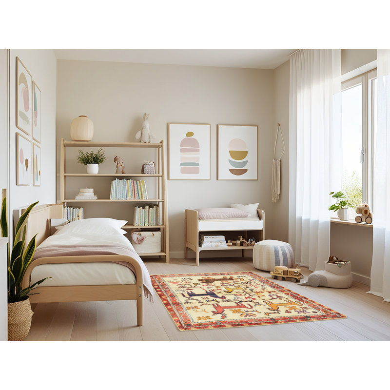 Tapis beige / rouge Haugland, Rectangle 4 pi x 6 pi