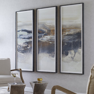 " Uttermost Graphite Horizon " by K. Nari 3 - Pieces Painting Print
