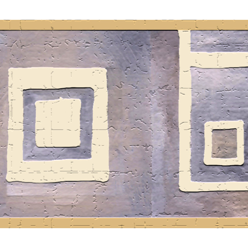 Bordure de papier peint à peler et coller - motif géométrique beige, bordure carrée mauve, motif rétro, 15 pi X 7 po, auto-adhésif