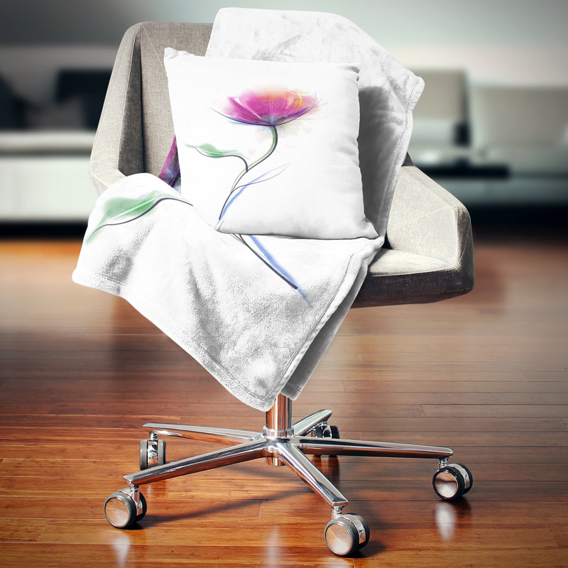 Dessin floral d'aquarelle - oreiller imprimé floral, 16 po x 1 po, Coussin décoratif