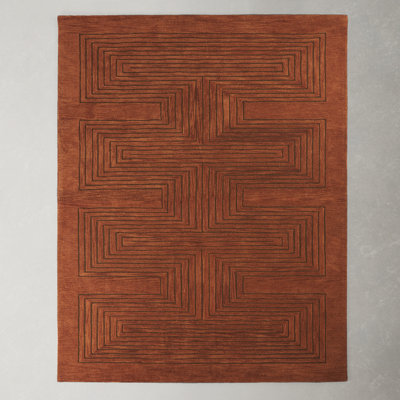 Orlie Geometric Handmade Tufted Wool Copper Area Rug