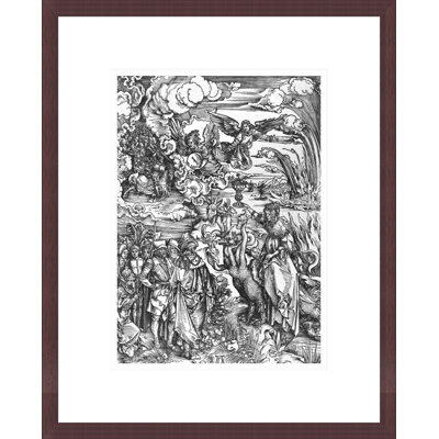Scène de l'Apocalypse, la grande pute babylonienne (gravure sur bois) (photo en noir et blanc) par Albrecht Dürer, impression giclée encadrée