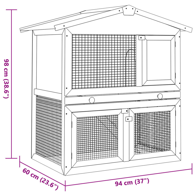Melina Weather Resistant Rabbit Hutch, Grey