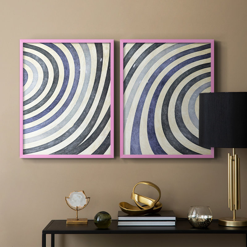 «Rings of Abstract I», reproduction encadrée de qualité supérieure - prête à être accrochée - aucun clou requis - aucun clou requis
