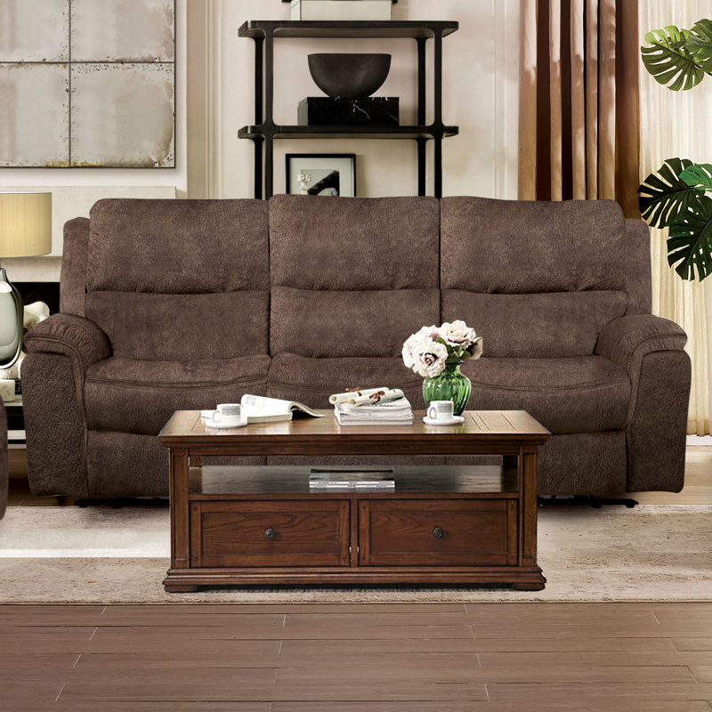 Canapé inclinable rembourré 88 "Virtyt, Polyester brun foncé