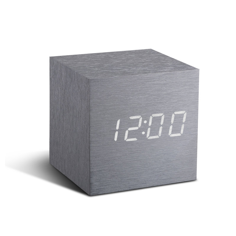Digital Electric Alarm Clock, Aluminium/White