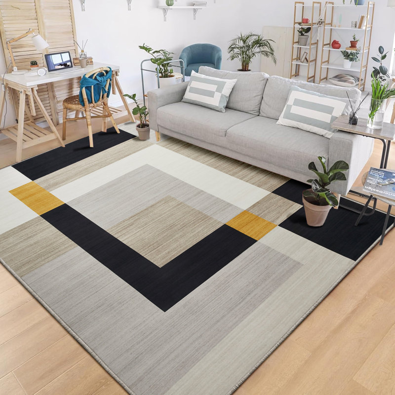 Milo Modern Printed Area Rug - Minimalist Color Block Area Printed Rug, Rectangle 60 x 110 cm