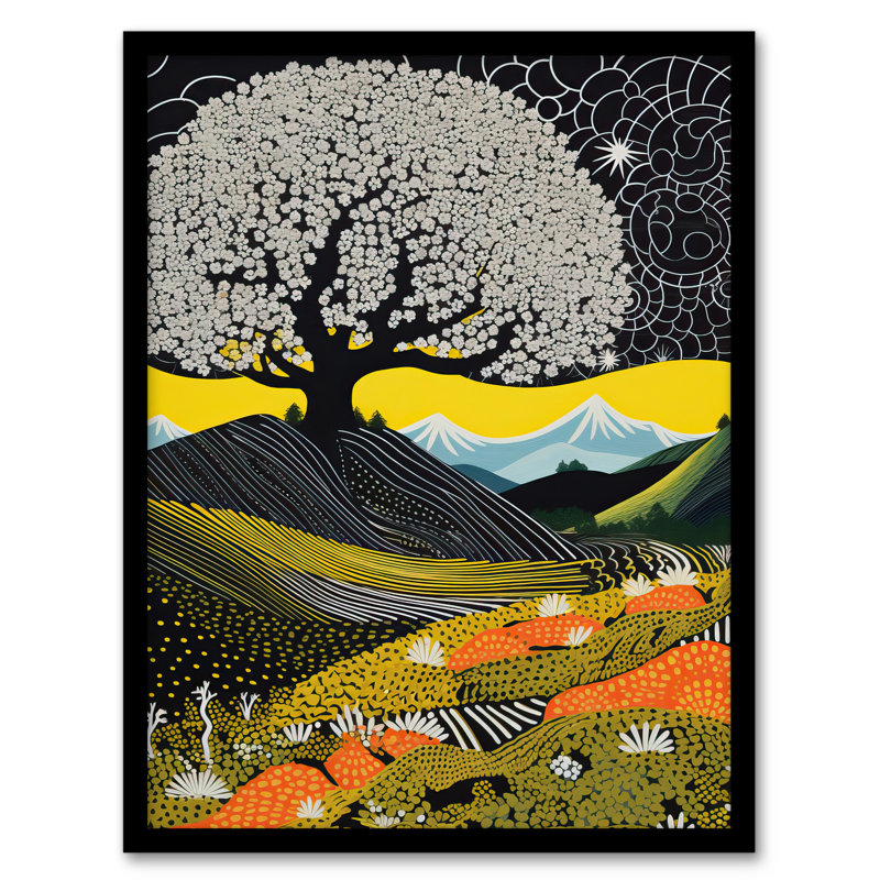 Boho Beauty Folk Style Blossom Tree - Single Picture Frame Print