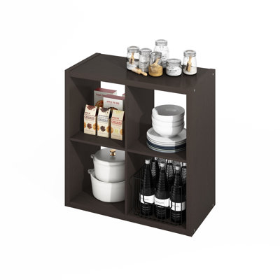 Rangement de cuisine à 4 cubes Minni, étagère de boulanger, buffet Buffet, chêne foncé
