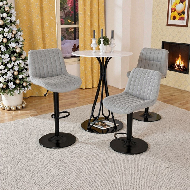 Adjustable Height Swivel Bar Stools With Backrest Soft Knit Fabric Seat Set Of 2 For Kitchen Island Bar Counter And Dining