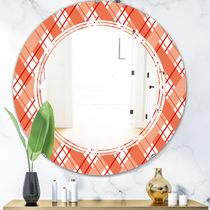 Miroir mural moderne sans cadre, H 23,6 po x l 23,6 po, À carreaux I Cottage Americana