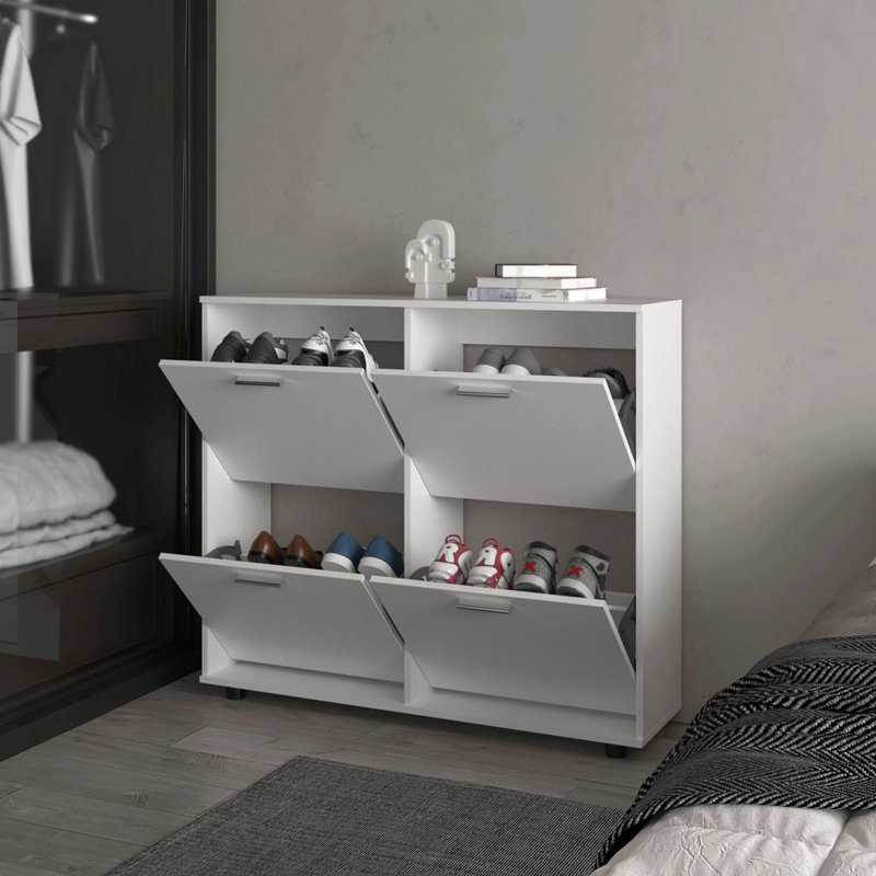 Armoire de rangement à chaussures inclinable avec plusieurs compartiments et design moderne