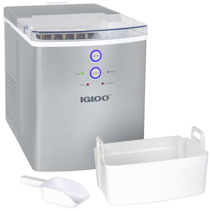 Compact Silver Stainless Steel Portable Countertop Ice Maker
