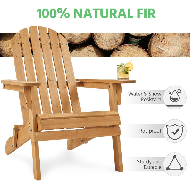 Akeley Fir Foldable Outdoor Adirondack Chair, Brown
