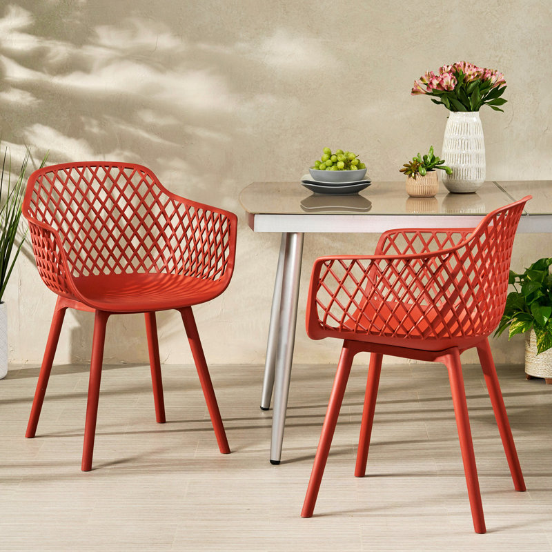 Tabouret d'extérieur Makhaila, ensemble de 2 chaises de patio, fauteuil d'appoint et fauteuil, Rouge