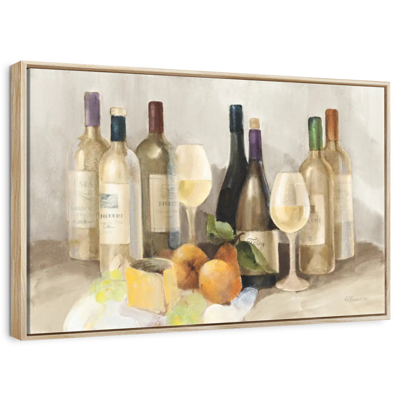 Vin et fruit II - lumière, Cadre flottant en bois naturel, 37 po x 25 po