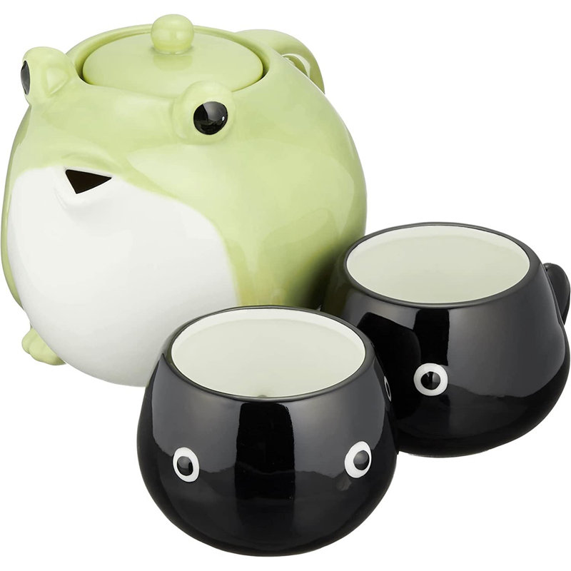 Adorable ensemble de théière et tasse à thé mignon, parent et enfant grenouille, 20,3 oz liq. (600 ml), 45,1 oz liq. (140 ml)