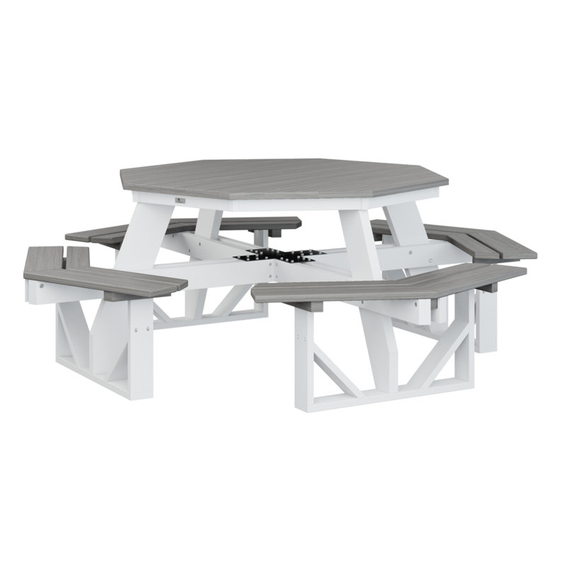 Table de pique-nique Ada , Bois flottant gris / blanc, H 29 po x L 85 po x l 85 po