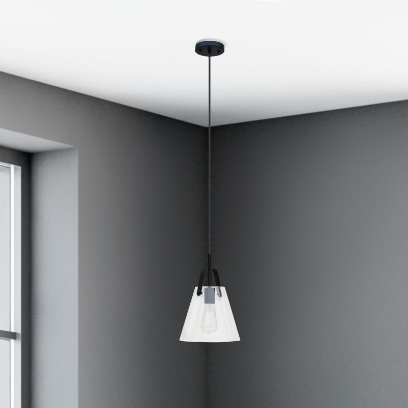 Plafonnier suspendu 1 lumière Dana, Noir satiné