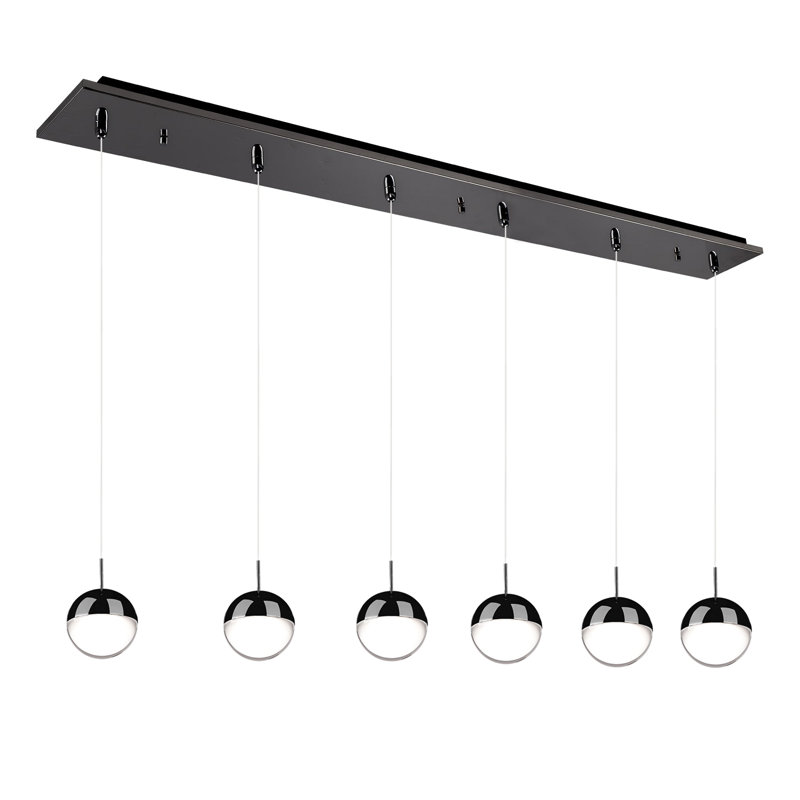 Pluto LED Pendant, Black Chrome, 6 Lights, 52 W