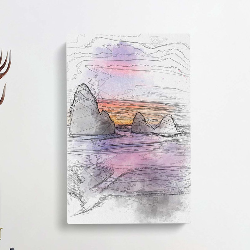 Rodeo Beach in Abstract - Wrapped Canvas Drawing - Wrapped Canvas, 60cm H x 40cm W x 3cm D