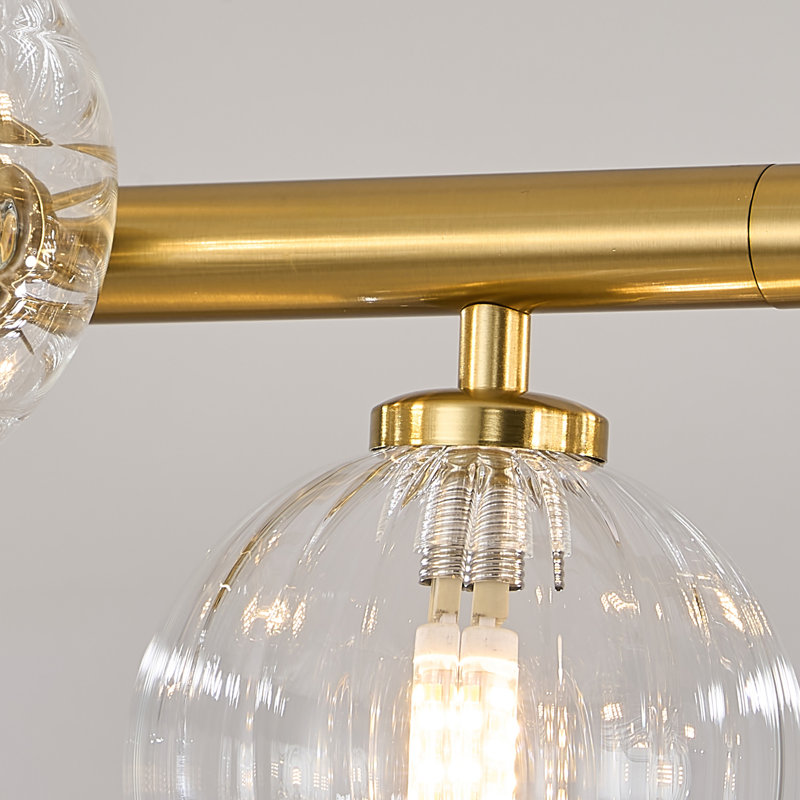 Lustre linéaire moderne en verre bullé à 12 lumières à intensité variable Spoutnik, Doré