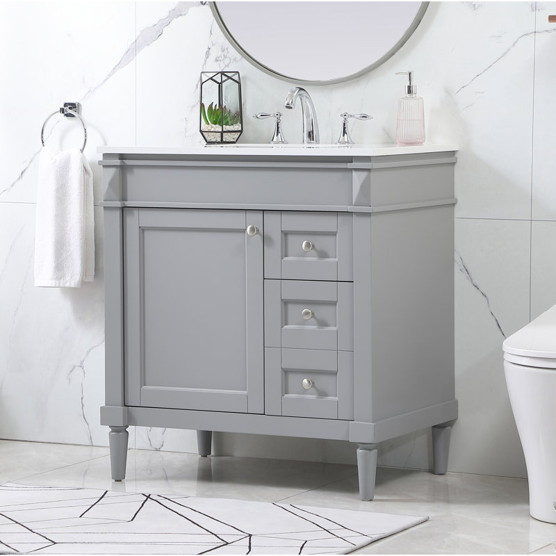 Readington 32'' Single Bathroom Vanity with Engineered Marble Top, Gray