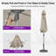 Parasol de marché rond semi-automatique 9 pi, pôle argenté, de luxe, pour terrasse, beige-149625060-155071281
