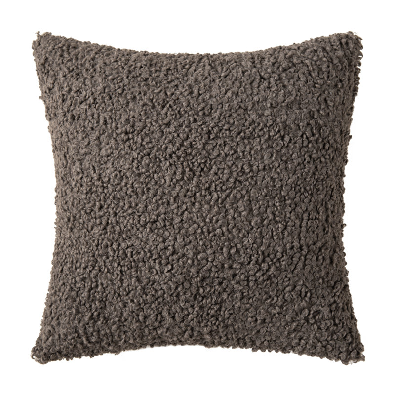 Faux Fur Throw Pillow, Brown, 16"H x 16"W, Polyester