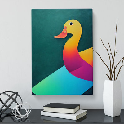 Tahoka Duck In Abstract - Wrapped Canvas