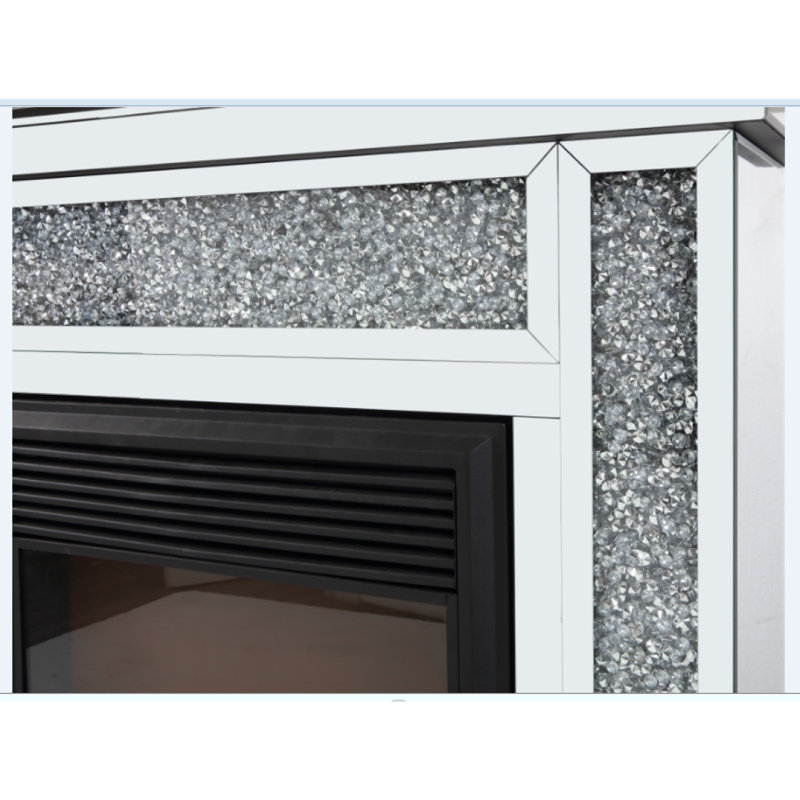 10 Inches Wide X 10 Inches Deep X 32 Inches High English Inch Acrylic Diamond Mirror Wall Furnace Frame With Two Side Pillars, Independent Fireplace Frame With Built-In Filling Material: Acrylic High
