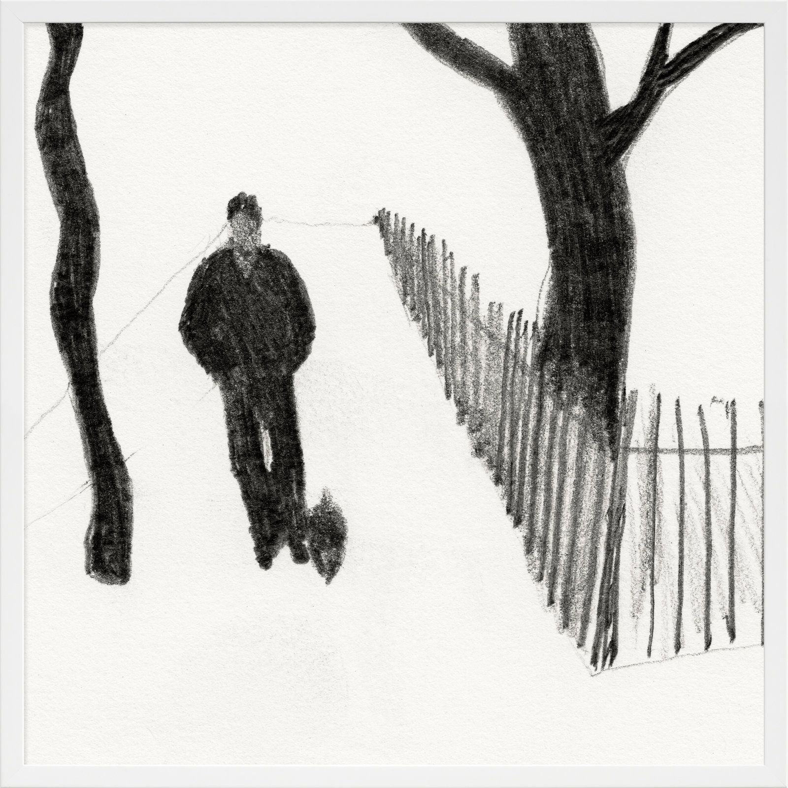 Walking The Dog by Simon Schneiderman, 16" H x 16" W x 1.25" D, White