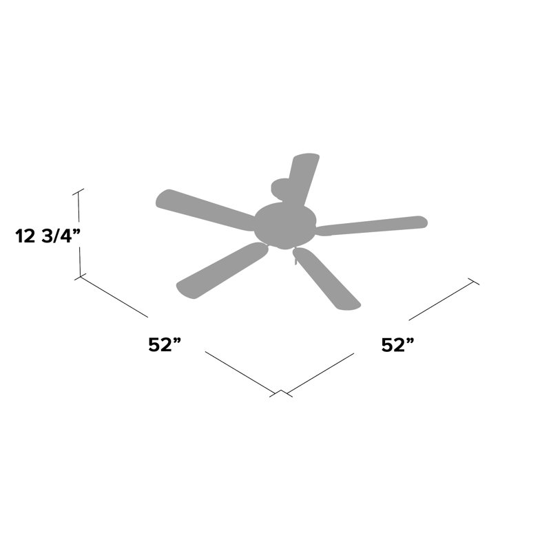 Ventilateur de plafond standard à 5 pales de 52 po avec chaînette Giancola, Blanc avec pales érable / noyer