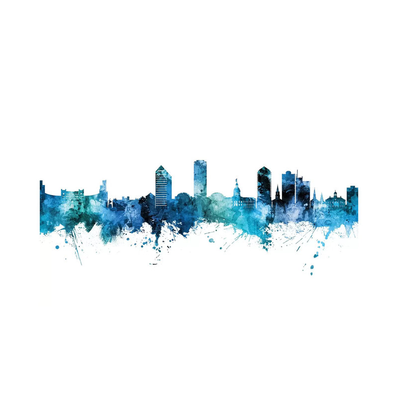 Tallahassee Florida Skyline Blue Teal by Michael Tompsett - Wrapped Canvas Gallery-Wrapped Canvas Giclée