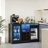 BROTTAR Large Coffee Bar Cabinet with Fridge (Fridge Included) Liquor Wine Bar Cabinet with LED Lights, Glass Holder, Wine Rack, Human Body Sensor, Buffet Sideboard for Home, Black