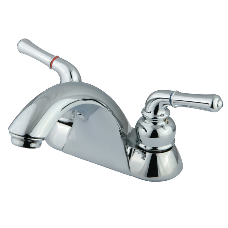 Kingston Brass Naples Two-Handle 3-Hole Deck Mount 4" Centerset Bathroom Faucet, Polished Chrome
