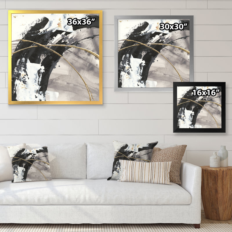 Glam Painted Arcs I - reproduction d'art sur toile encadrée, H 16 po x l 16 po x P 1 po, Cadre doré