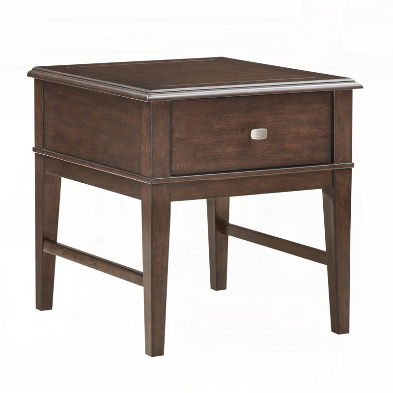 Table de bout Classic avec port de chargement USB et tiroir - finition brune
