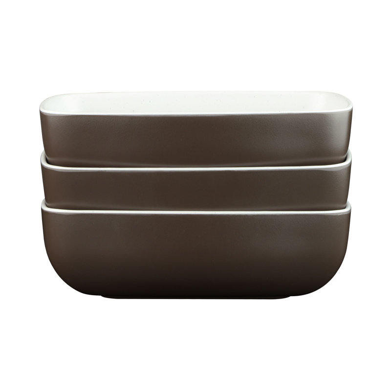 Bol à salade 19 oz., Blanc moucheté / chocolat