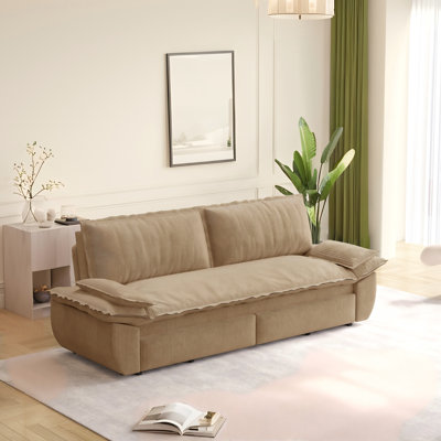 73.2"Wide Queen Pull Out Sofa Bed 3-in-1 Convertible Multi-Functional Couch with 2 Soft Pillows and Stylish Loveseat